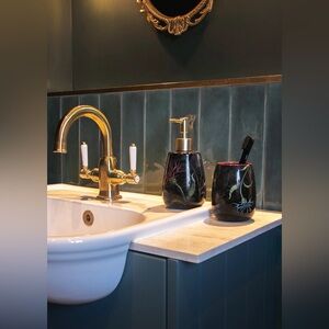 Disturbia Rosanella Black and Gold Fairy Bathroom Accessory Set